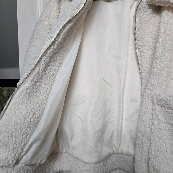 Wild Fable Cream Sherpa Zip-Up Jacket | XS/S Cozy Teddy Fleece Coat - Picture 5 of 14